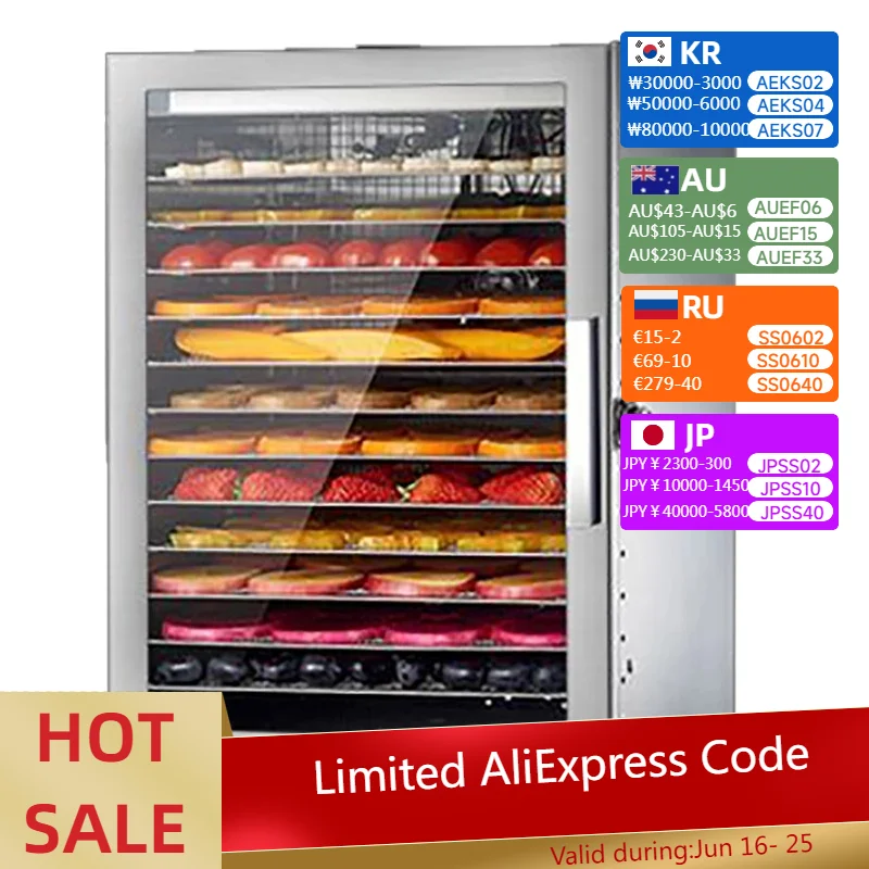 12 лотков, дегидратор для пищевых продуктов ST-06, машина для сушки закусок из нержавеющей стали, овощей, фруктов, сушилка для мяса, коммерческая бытовая 220 В