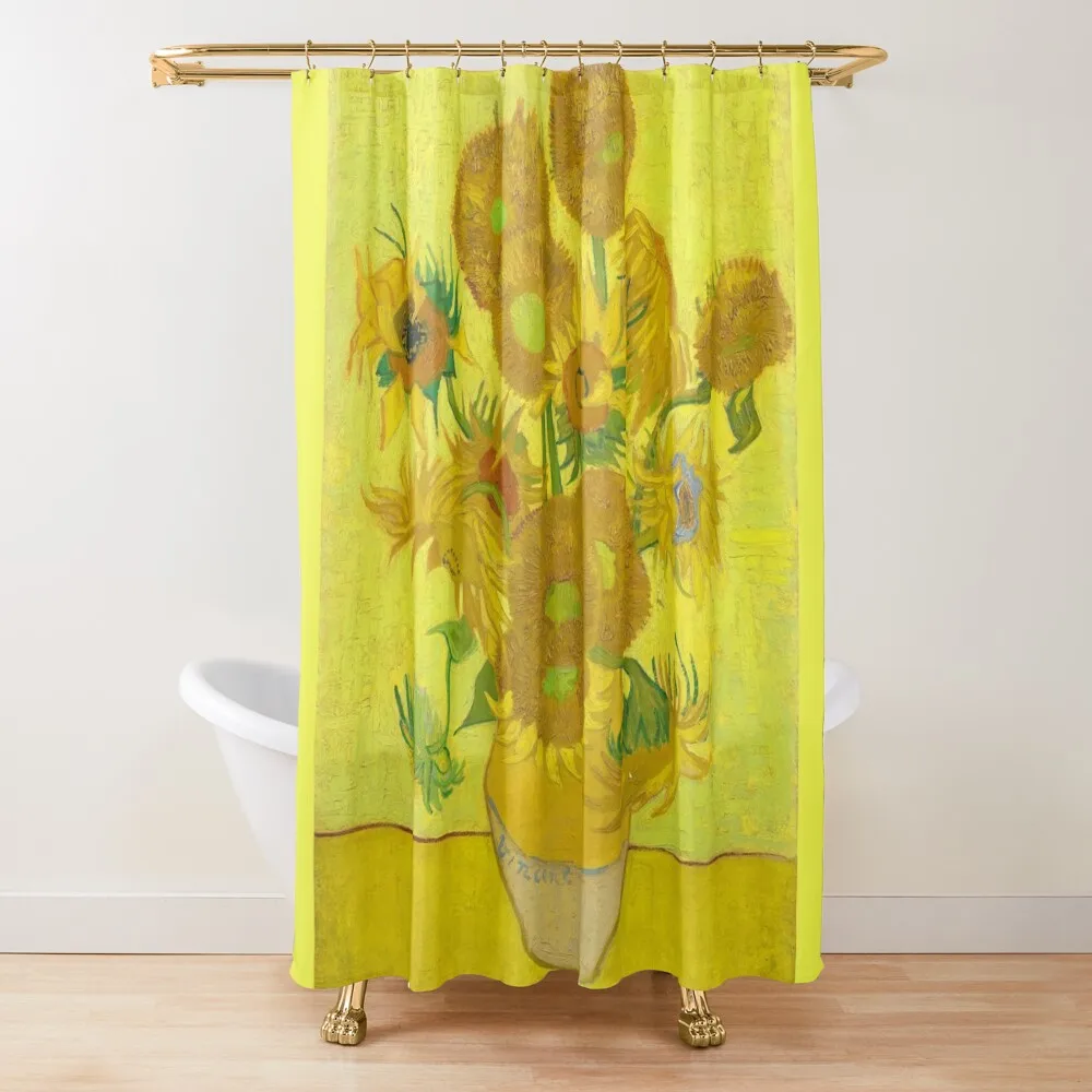 Sunflowers - Van Gogh Shower Curtain Anime Shower Bathroom Accessories Bathroom Fabric Window Curtain