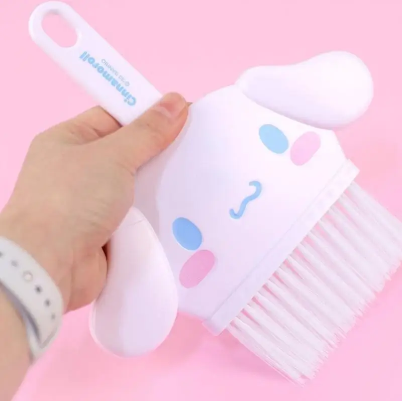 Sanrio Desktop Cleaning Brush Small Broom Dustpan Set Keyboard Brush Kuromi Mymelody Cinnamoroll Anime Cartoon Plush Toy Gift