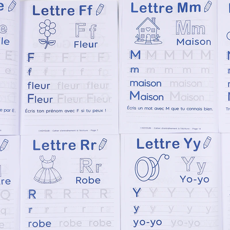 1 Book with 32 Pages of French Early Education Writing Practice Tracing Book, Letter Writing Practice Workbook, Pen Control Training Materials, School Learning Supplies