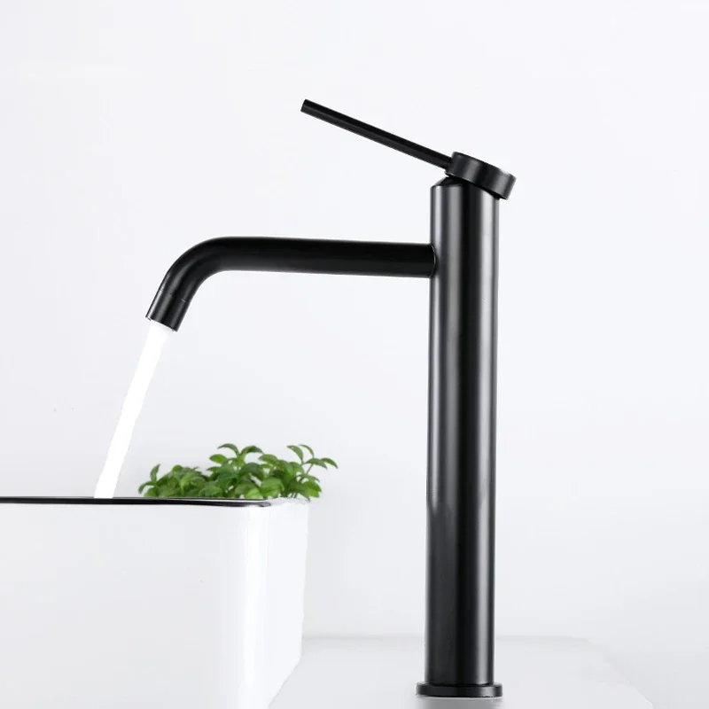 Bathroom Basin Faucet Deck Mounted Single Handle Tall Tap Hot and Cold Wate Mixer Washbasin Sink 304 stainless steel Faucets