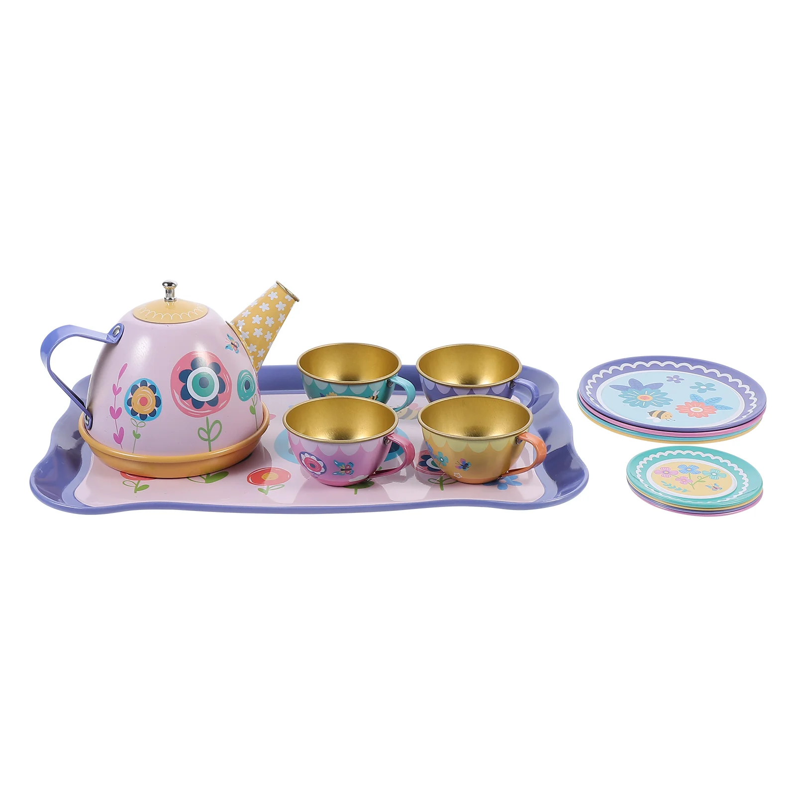 Tea Set Toys Teapot Teacup Playset Childrens Mini Simulated Kids Pretend Tinplate Children’s