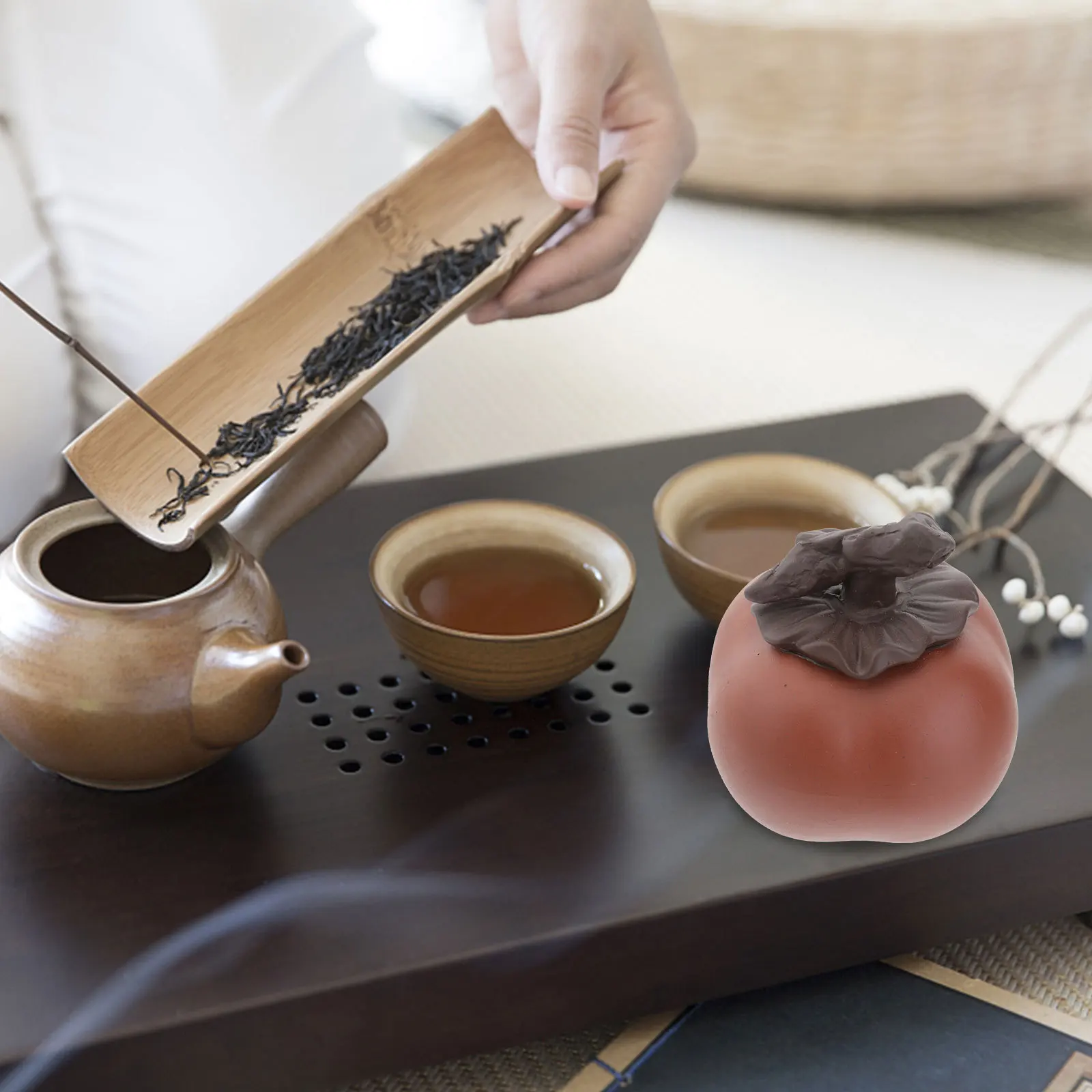 

1Pcs Persimmon Tea Pet Orange Desktop Decoration Craft Ornament Home Adornment Tabletop Decoration Tea Pet