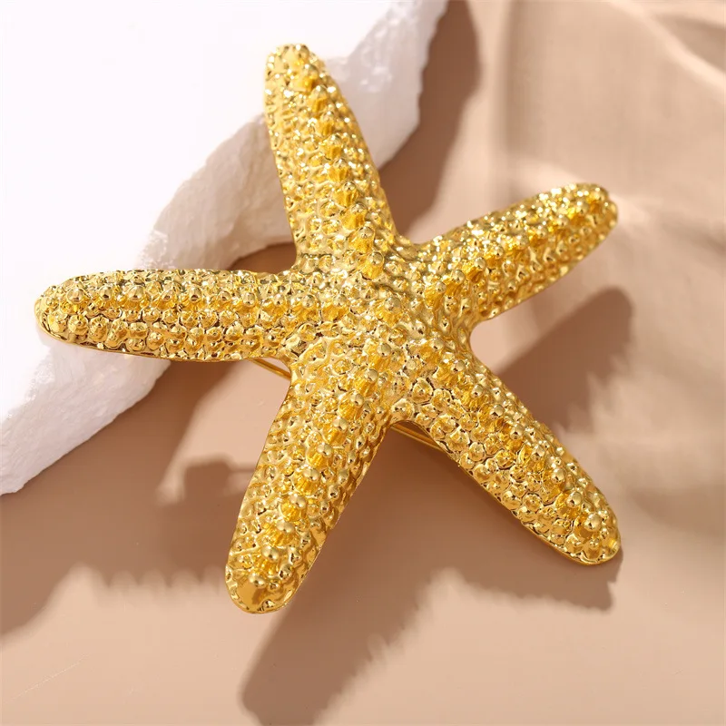 New Fashionable And Exquisite Personalized Starfish Shape Electroplated Brooch Clothing Accessories For Men And Women Jewelry Gi