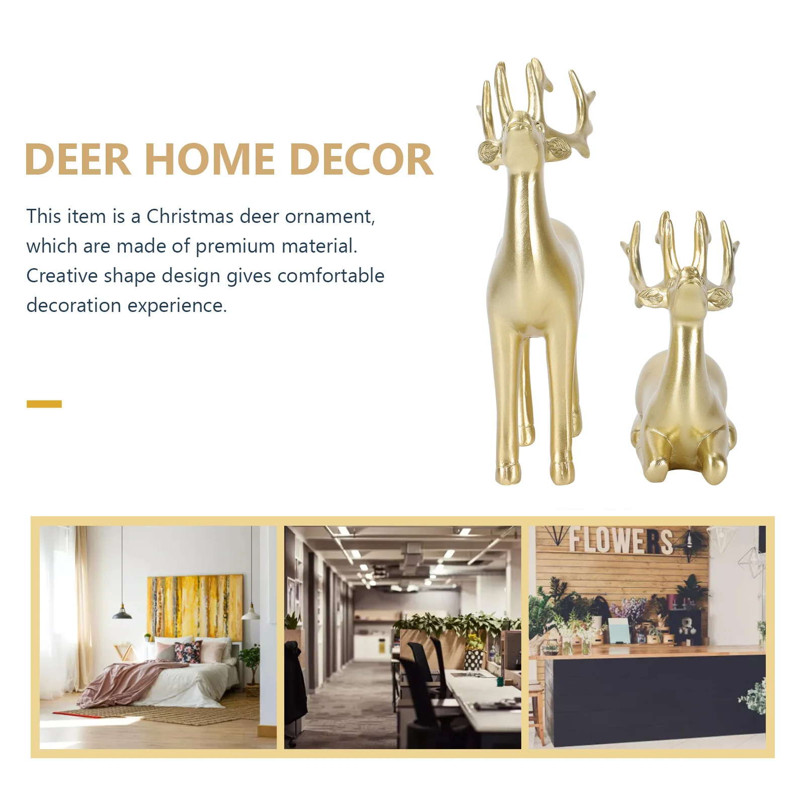 

2Pcs Deer Desktop Ornament Xmas Resin Deer Decoration Christmas Home Decor Creative Adornment Resin Ornament Desktop Adornment