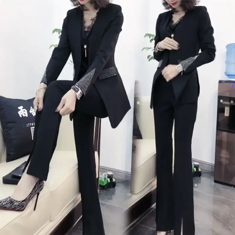

2 Piece Outfits Elegant Office Women's Matching Sets Blazer Suit Pant Luxury Set of Two Fashion Pieces for Women Pants JJ239