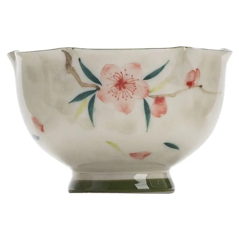 Hand Drawn Peach Blossom Tea Cup, Ceramic Flower Bud Cup, Kung Fu Tea Set