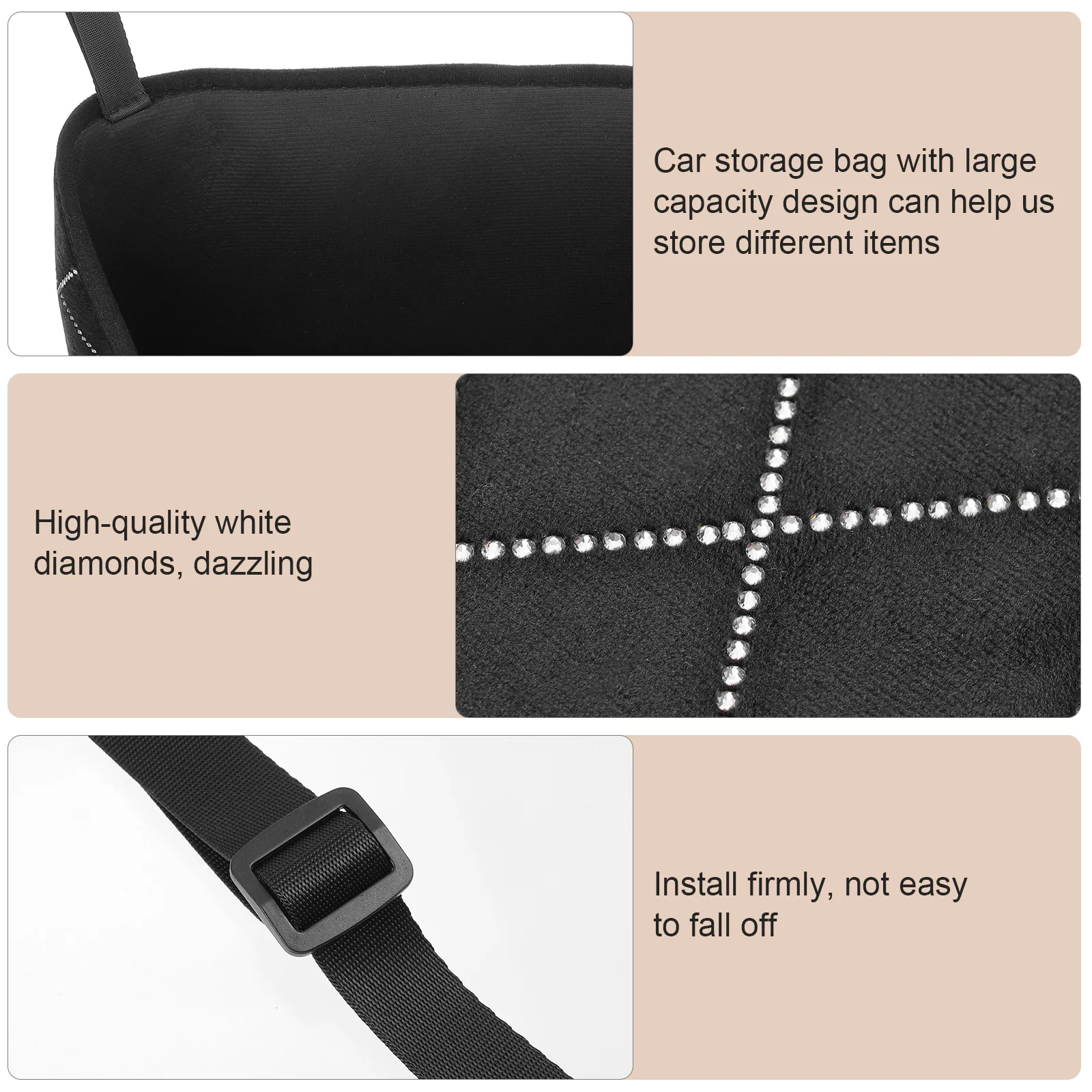 

Car Storage Bag Durable Large Capacity Hanging Organizer Between Seats Car Purse Holder Seat Back Hanging Pocket