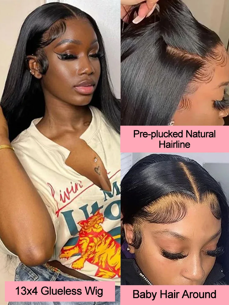 40 بوصة 46 بوصة غلويليس مستقيم 13x4 الدانتيل الجبهة الباروكات شعر الإنسان ارتداء والذهاب 13x6 HD الدانتيل الجبهة الباروكات للنساء 250 الكثافة