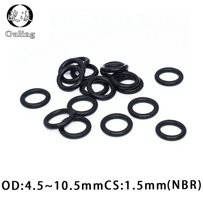 30PCS/Lot Black NBR O-Ring Seal CS1.5mm OD4-10.5mm Oil Resistant Nitrile Rubber Gasket Washer for Machinery Plumbing Sealing