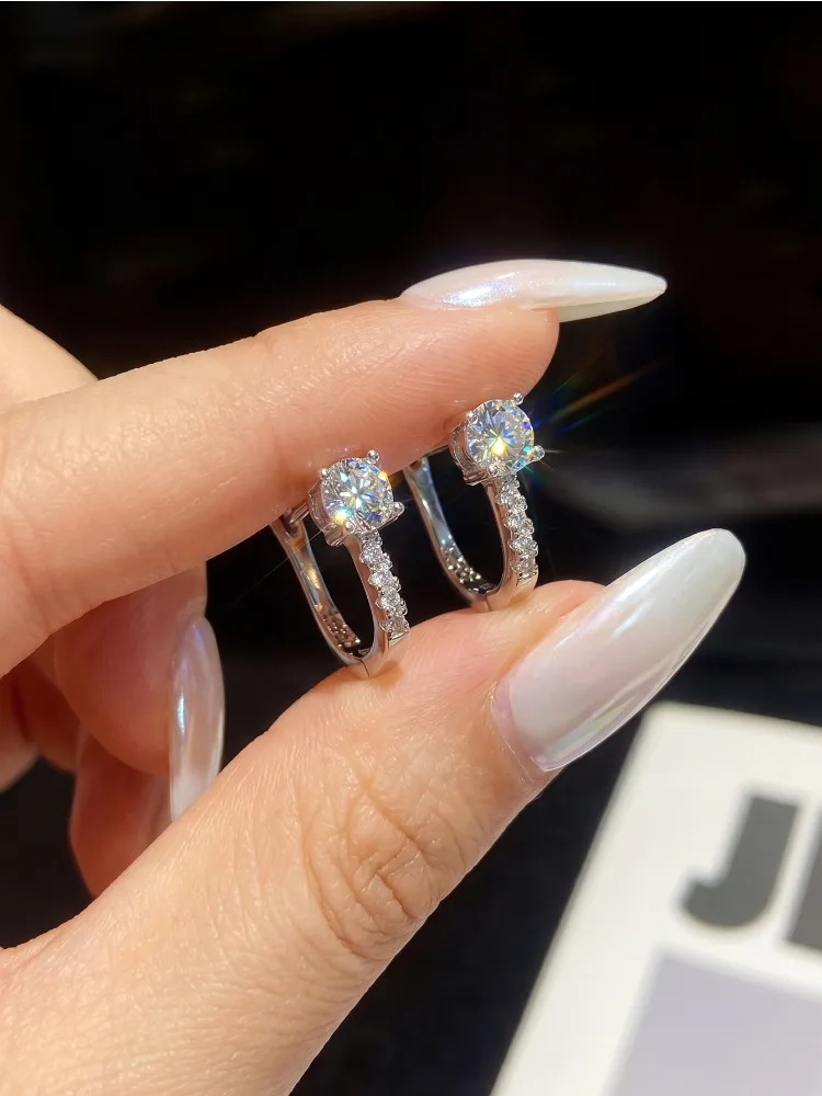 Elegante Luxus 0,5ct Zertifizierte Moissanit-Diamant Hochzeits-Ohrringe für Damen Geschenk Modischer Glänzender Schmuck – Detail 1