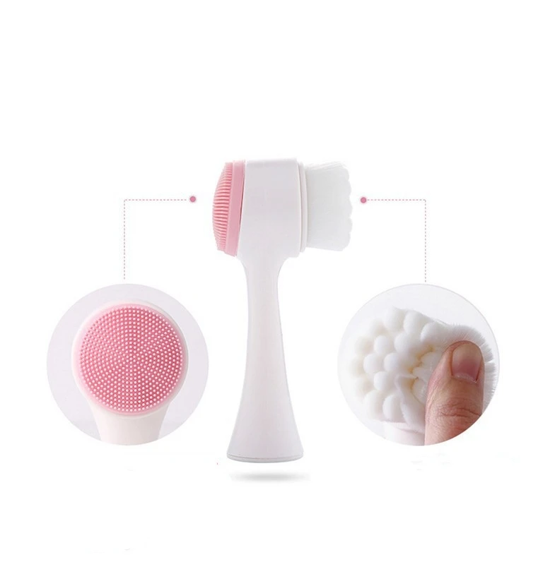 Silica Gel Facial Brush Double Sided Facial Cleanser Blackhead Removing Product Pore Cleaner Exfoliating Facial Brush Face Brush