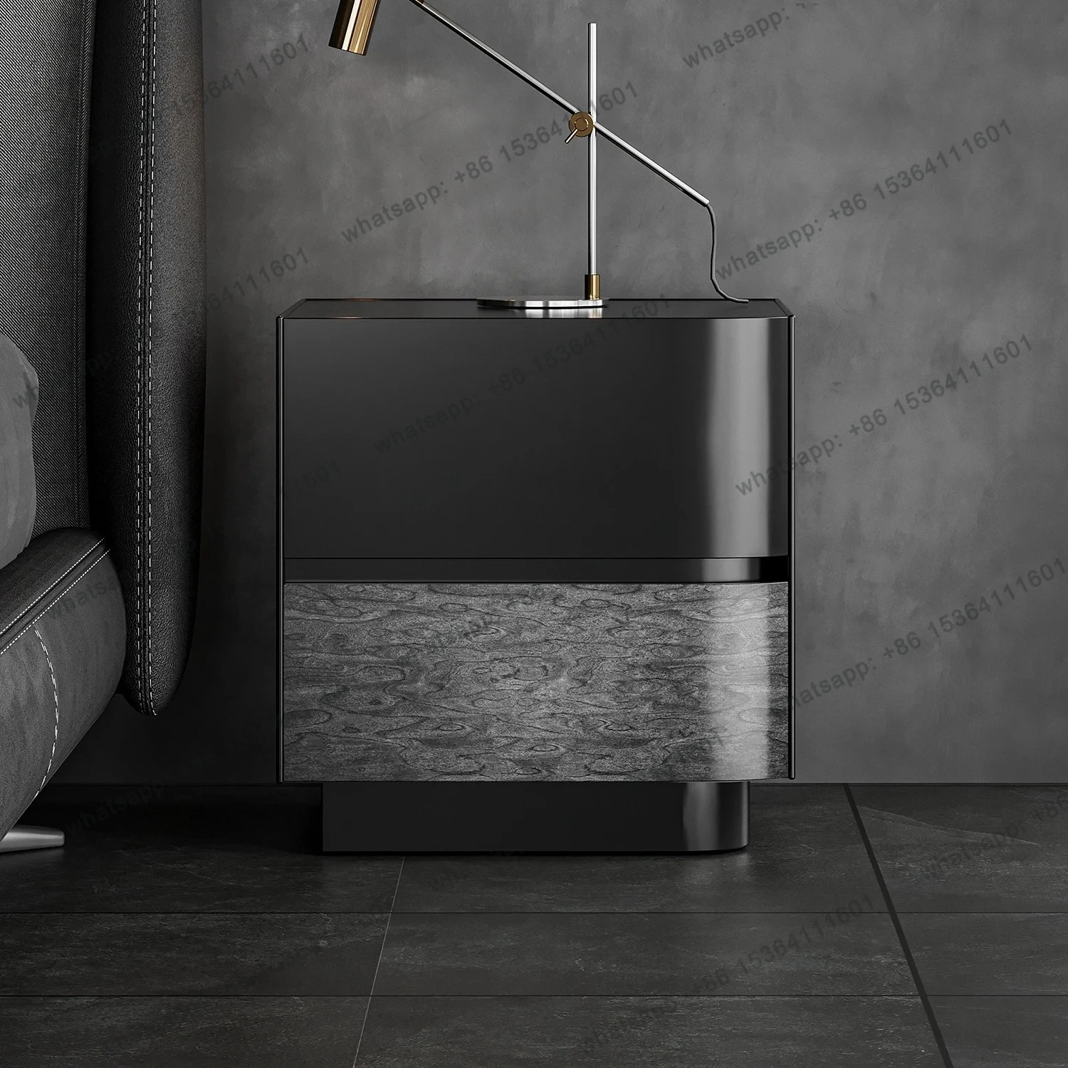 

KTItalian Bedside Table Walnut Decorative Paint Modern Bedroom Design Art Villa Locker chest of drawers for bedroom furniture