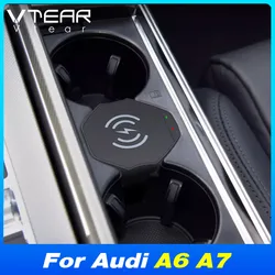 Magnetic Car Wireless Charger Fast Mobile Phone Charging Panel Adapter For Audi A6 C8 /A7 S6 2019-2023 Interior Accessories