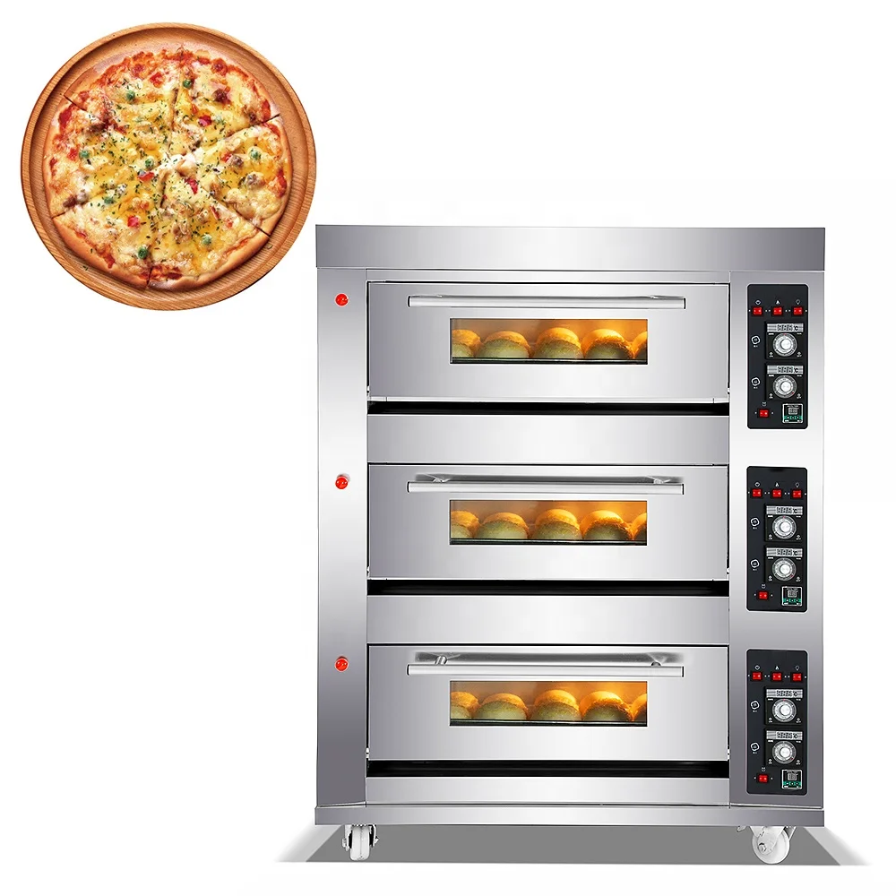 Stainless Steel Multi-function Gas Oven Commercial Baking Equipment Baking Oven Gas Deck Oven Pizza Baking Machine 1/2/3 Decks