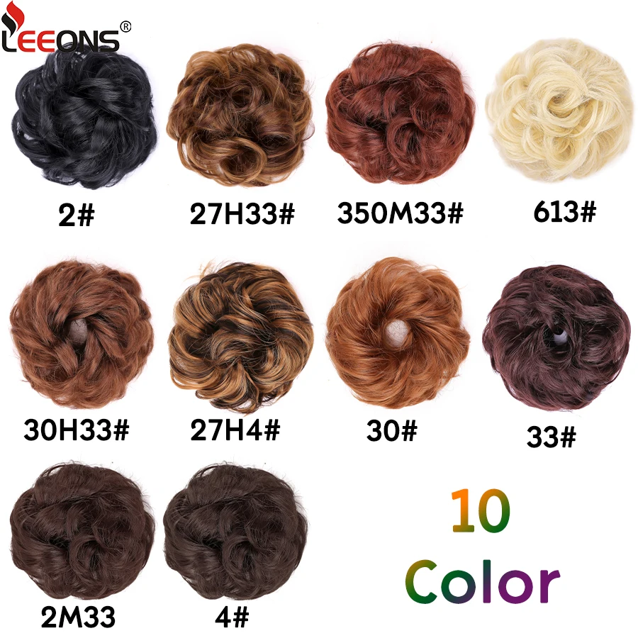 Synthetic Bun Hair Piece Rubber Band Hair Bun Scrunchies Wavy Curly Chignon Ponytail Hair Extensions Thick Updo Hairpieces