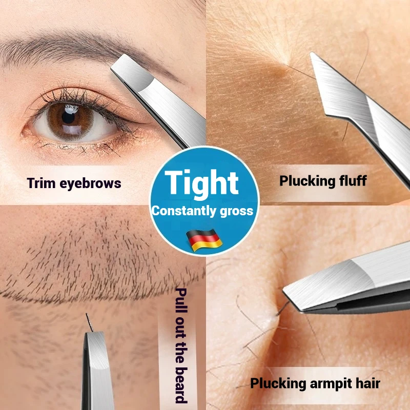 Zestaw 4 szt. Profesjonalnych pęset do codziennego czyszczenia brwi, rzęs i wąsów, doskonała precyzja w przypadku włosów na twarzy