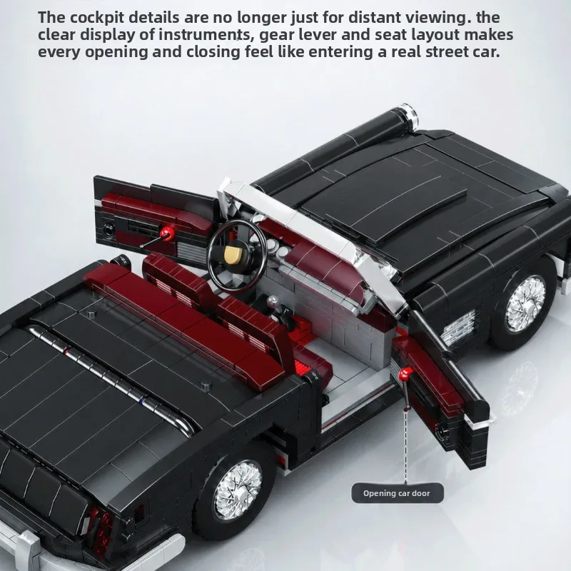 American Retro Convertible Sports Car Puzzle Building Block Assembly Toy MOC Creative Building Block Toy Ornament Holiday Gift view 5