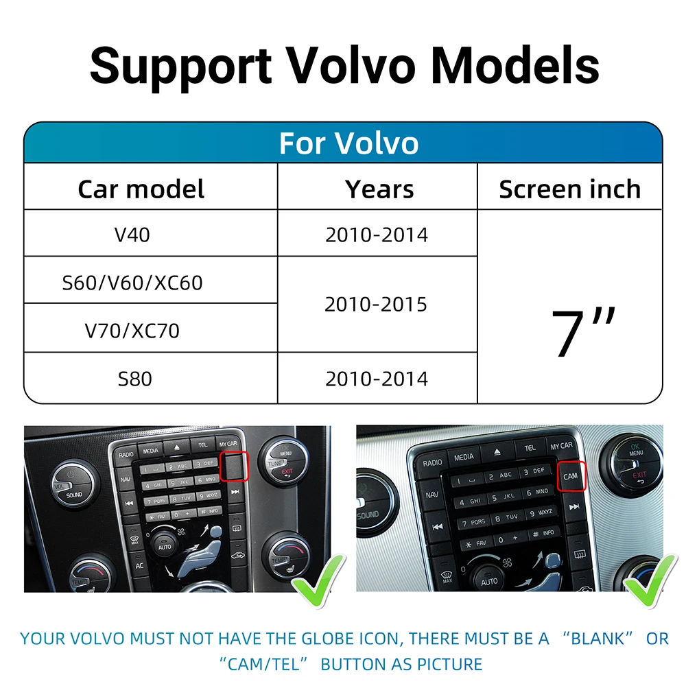 Volvo XC60 XC70 S60 S80 V60 V70 V40 draadloze Carplay Android Auto Modulo AI Box Decoder met camera ondersteuning - afbeelding 1