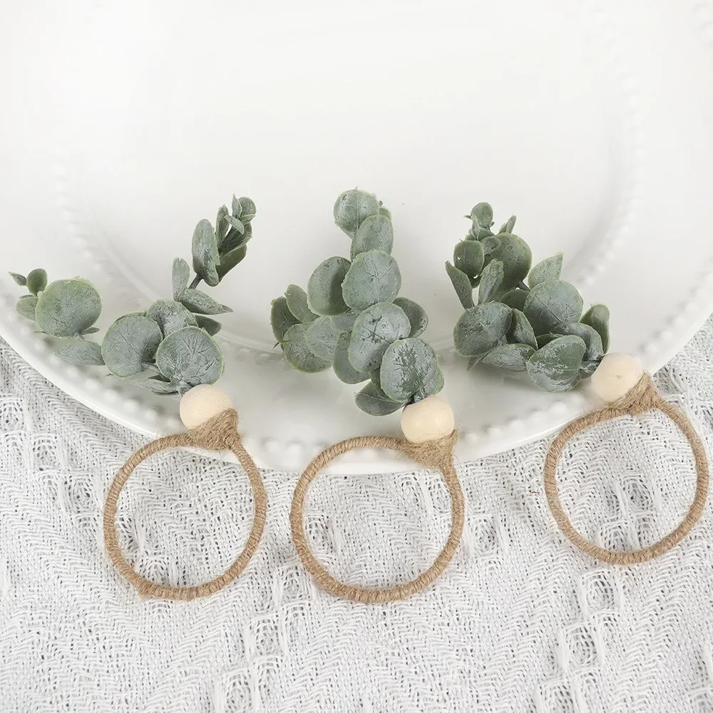 1-48PCS Napkin Ring Eucalyptus Leaves Napkin Ring Fruit Napkin Ring Restaurant Banquet Table Simulation Leaves Napkin Buckle