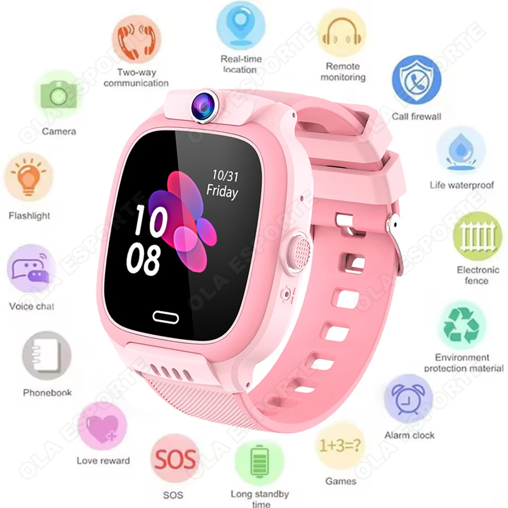 

Kids Smart Phone Watch 1.44" Screen HDCamera Video Call SOS GPS Precise Positioning Calculator Micro Chat Children's Smartwatch