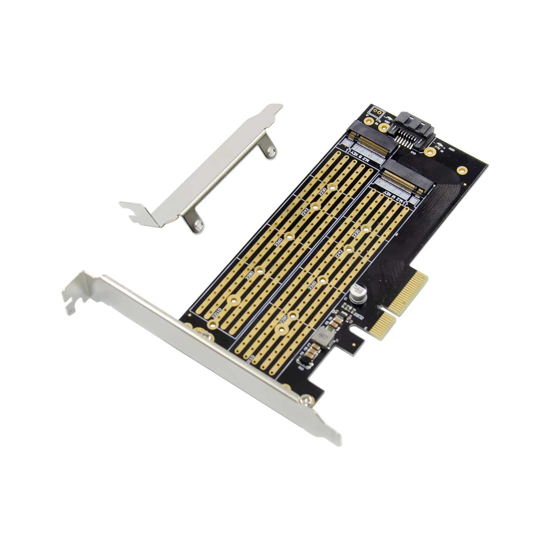 JEYI SK6 M.2 Dual M.2 PCIE 4.0 Adapter for NVMe / NGFF SSD, NVME (m Key) and SATA (b Key) SSD to PCIe x4 X8 X16 Slot