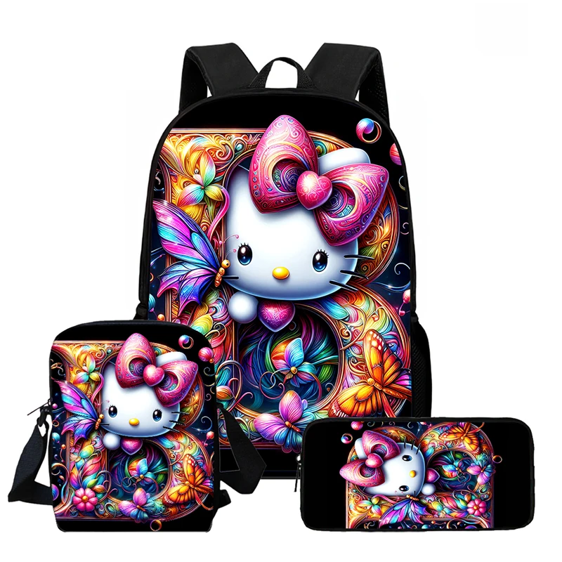

Cartoon Hel-loK-it-ty Child School Backpack With Shoulder Bags Pencil Bags For Kindergarten,Light Weight School Bags For Girls