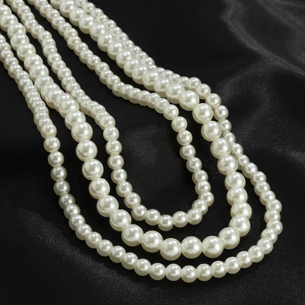 New Trendy Imitation Pearl Necklace Men Temperament Simple Handmade Strand Bead Necklace For Women Jewelry Gift Pearl Necklace