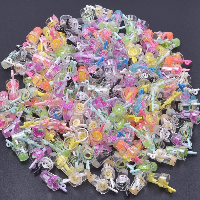 10/30/50/100pcs Luminous 3D Beverage Juice Cup Charms Pendant For Jewelry Making Diy Earrings Keychain Handmade Accessories New