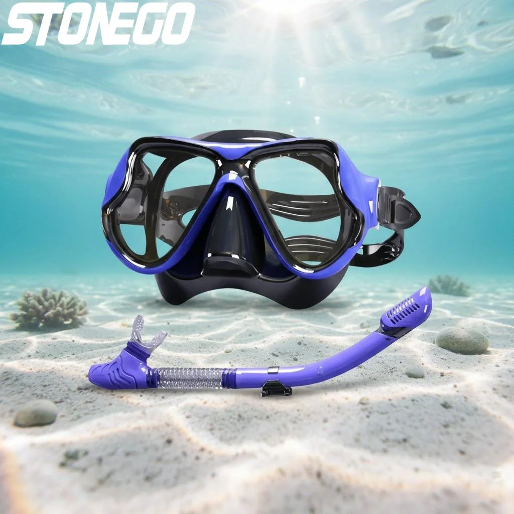 

Комплект для снорклинга: маска для дайвинга с большой оправой, силиконовая, с полностью сухой трубкой, снаряжение для подводного плавания