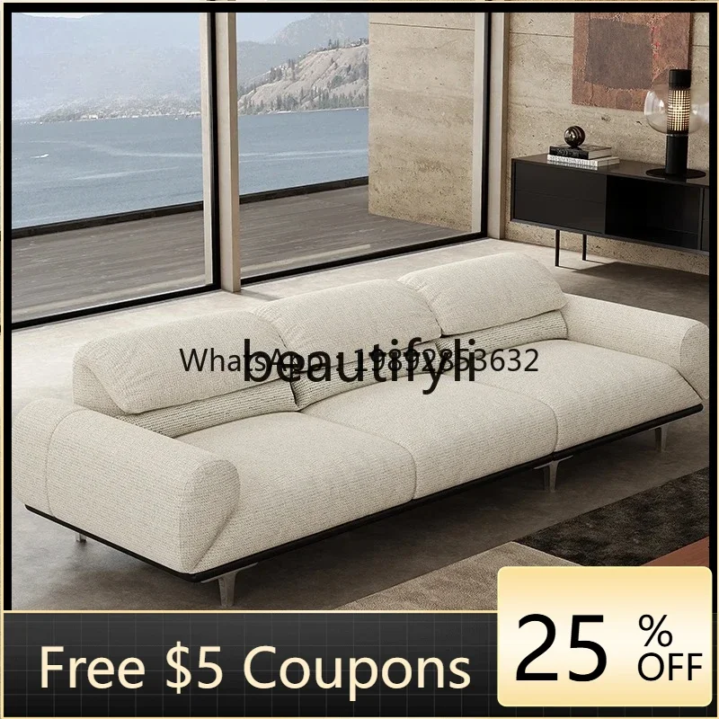

FF Adjustable Armrests】Shuying Function Living Room Sofa Mid-century Style Straight Row Simple Fabric Sofa