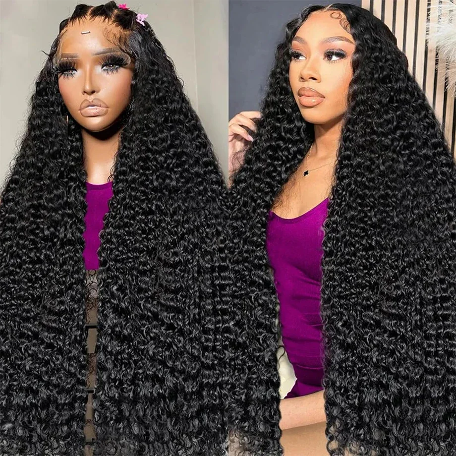 Deep Wave 36 Inch 13x4 HD Transparent Lace Frontal Human Hair Wigs 250 Density 13x6 Lace Front Wig Brazilian For Women