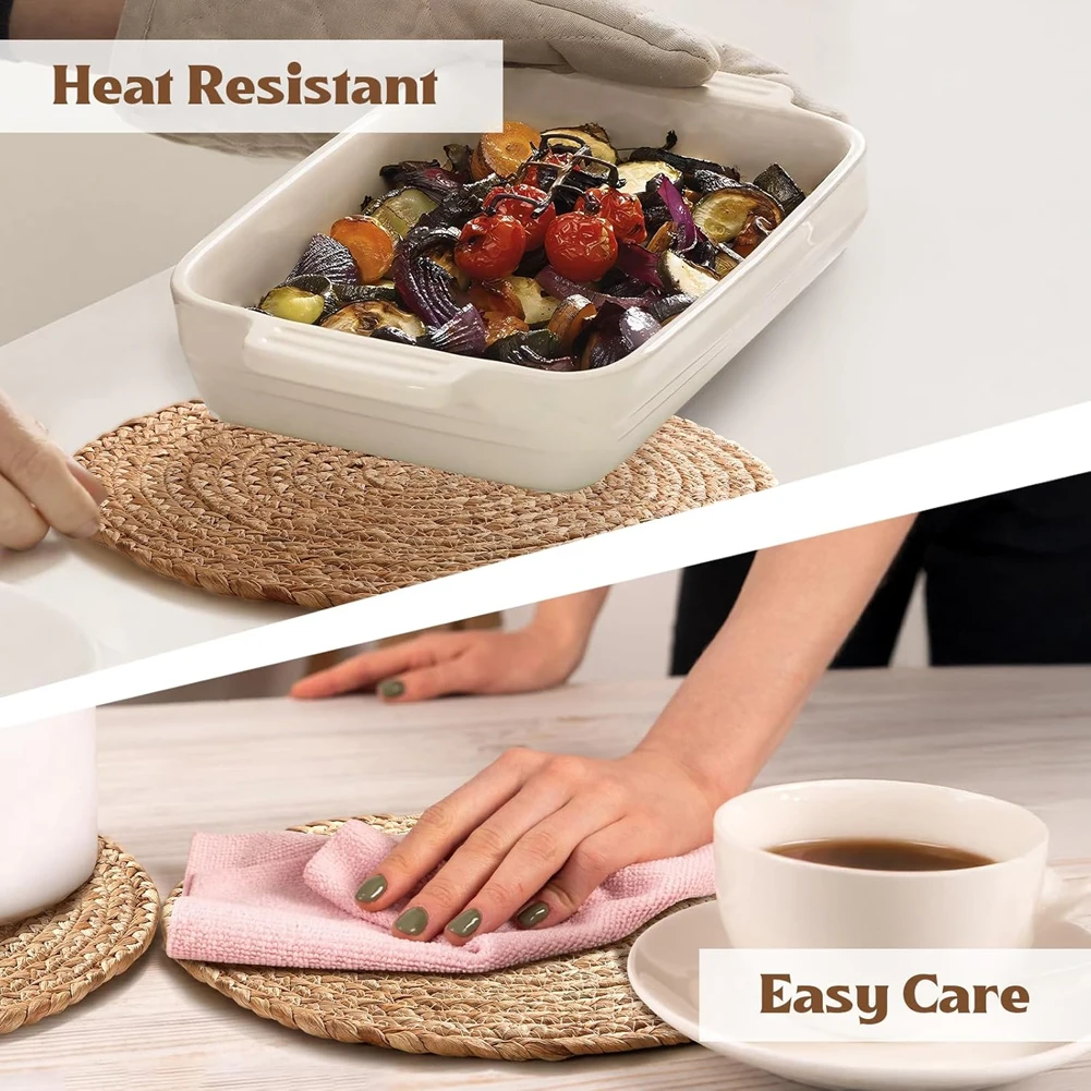 2/5 個ポットマット手織り籐プレースマットラウンド断熱マッ - Home Decor Rattan のレビューと価格