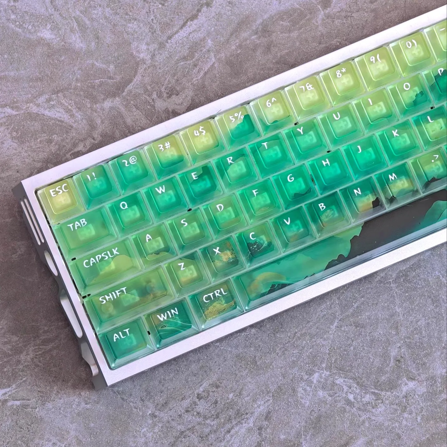 

Прозрачный брелок для ключей Cherry Green Moss Mist, ПК, 115-клавишная крышка, 61/75/87/104/108, механическая клавиатура