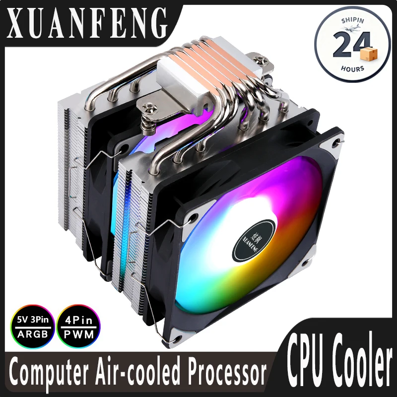 

XUANFENG Twin tower 6 Heat Pipe Radiator PC Workstation Cooler 120mm Compatible LGA2011-3 115x 1700 18xx AM4 AM5 x79 x99 Cpu Fan