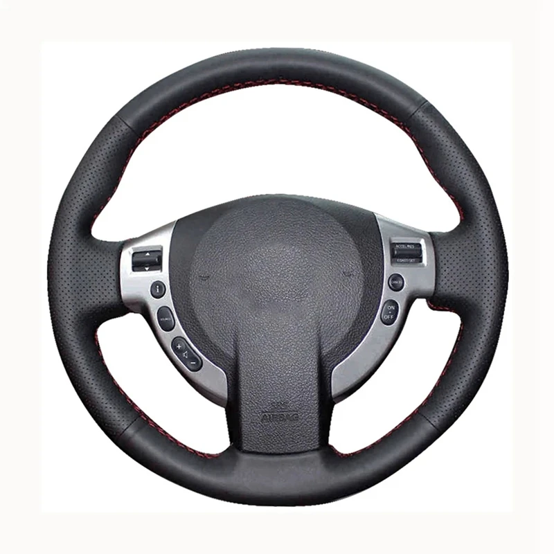 Ręcznie szyte czarne włókno węglowe osłona na kierownicę do samochodu z prawdziwej skóry dla Nissan Qashqai J10 X-TRAIL NV200 2008 - 2012 — zdjęcie 3