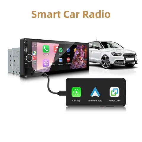 IPS 6.9 인치 1Din 유선 Carplay 안드로이드 자동 자동차 라디오 멀티미디어 비디오 MP5 플레이어 터치 스크린 범용 Autoradio 스테레오