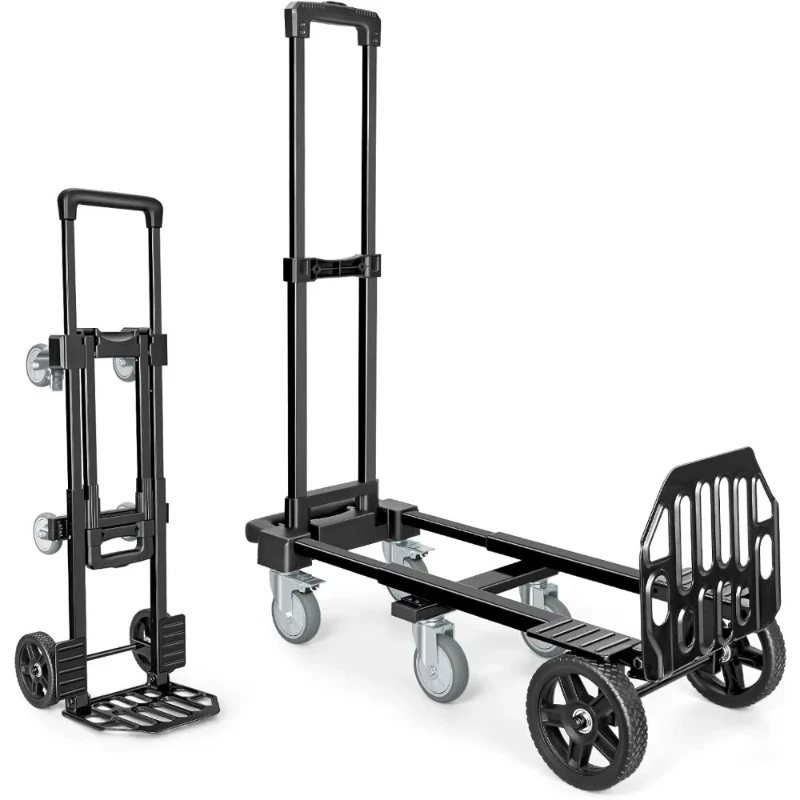 3-in-1 Convertible Hand Truck Dolly - 600lbs Capacity Heavy Duty Cart with Adjustable Handle and Swivel Wheels