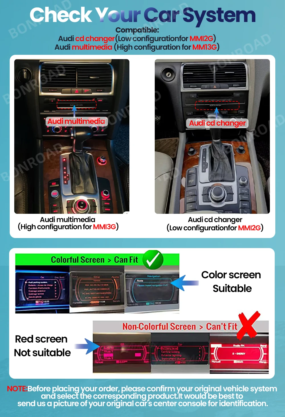 BONROAD Reproductor de radio para coche de 10,25 pulgadas, 1920*720P, pantalla táctil multimedia, CarPlay inalámbrico, Android Auto para Audi Q7 4L 2006-2015 con AirPlay Auto Link, Bluetooth 5,0, navegación GPS 2
