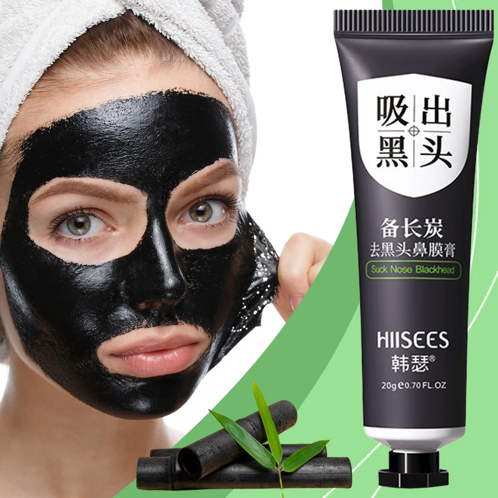 Bamboo Charcoal Blackhead Remover Nose Mask 20g, Deep Cleansing Nose Pore Care, Gentle Blackhead Treatment for T-Zone and Face