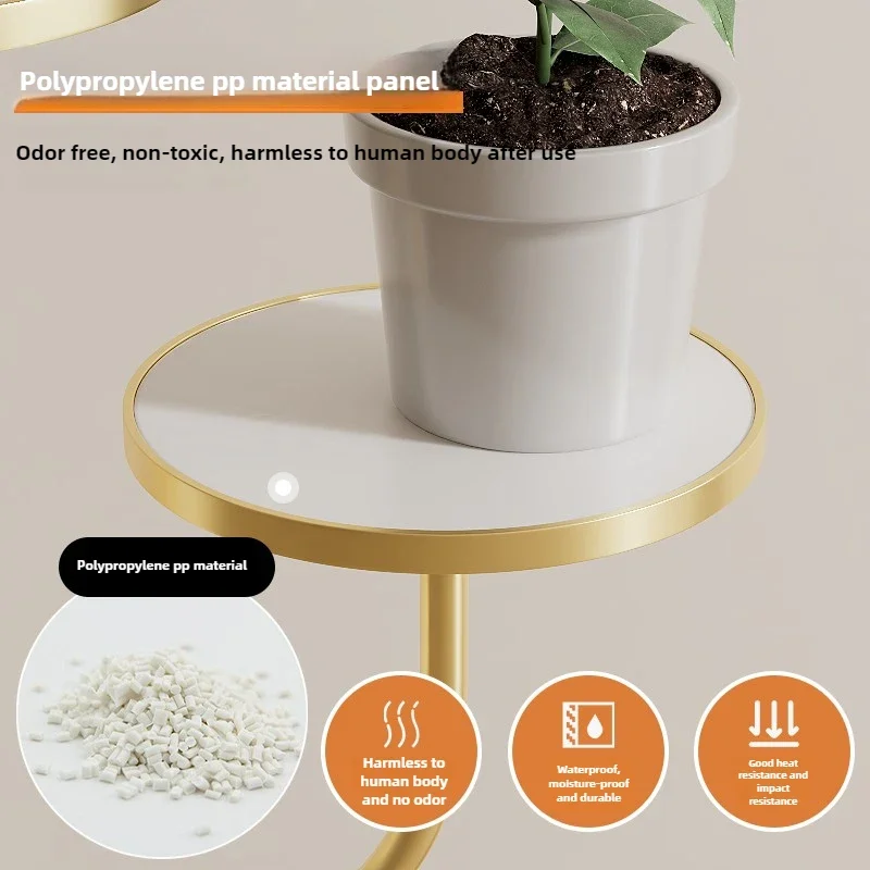 Estante de almacenamiento de suelo de hierro, soporte de flores antimanchas color crema, soporte duradero resistente a la oxidación, estante para plantas resistente con Base de piedra