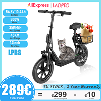 LADPED LPBS Electric Scooter with Seat Peak Power 750W 54.6V 10.4Ah 45KM Long Range 35KM/H Foldable Adult Eblike Kick EScooter