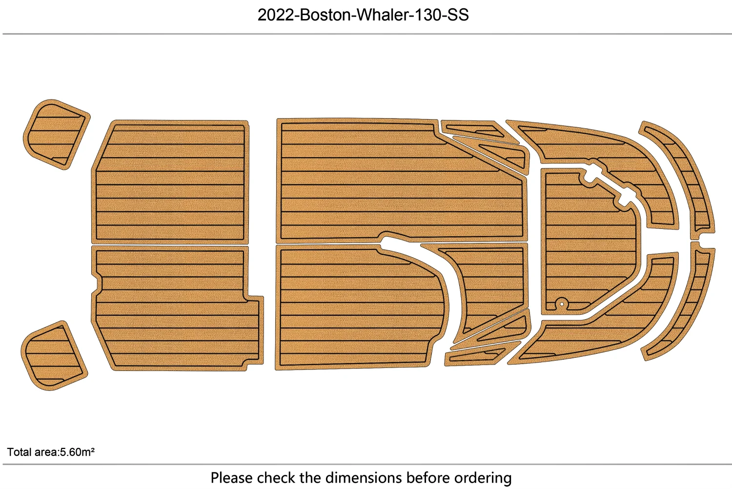 2022 Boston Whaler 130 ss Montauk   Cockpit swimming platform 6mm EVA TEAK FLOOR Non-slip mat