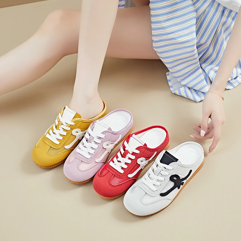 

Новинка 2024, летняя высококачественная женская обувь, новые летние сетчатые прозрачные туфли, полутапочки, дышащие удобные женская обувь