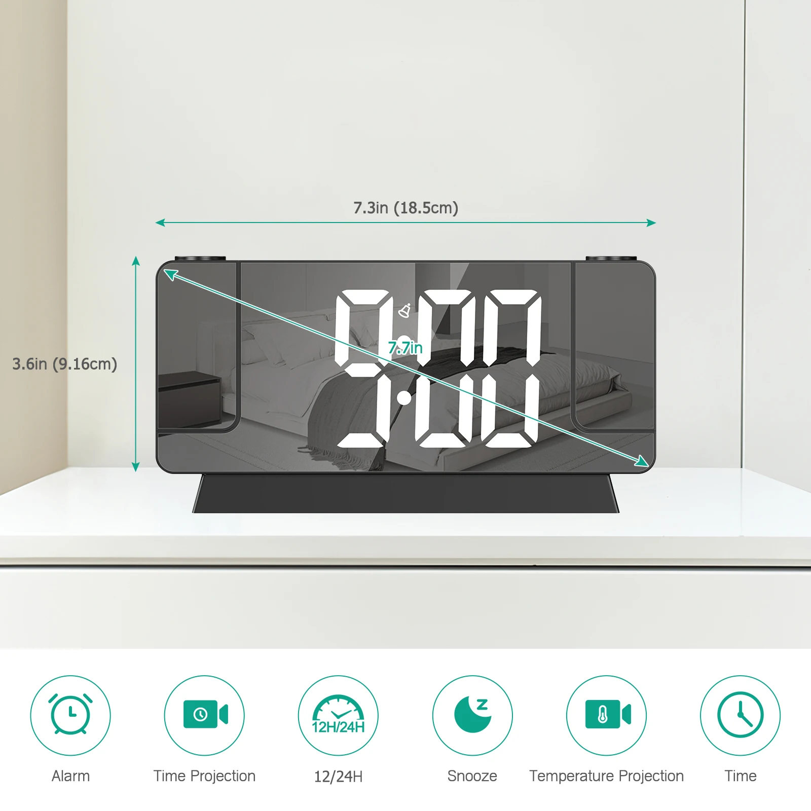 Despertador digital ORIA con doble proyección LED y temperatura