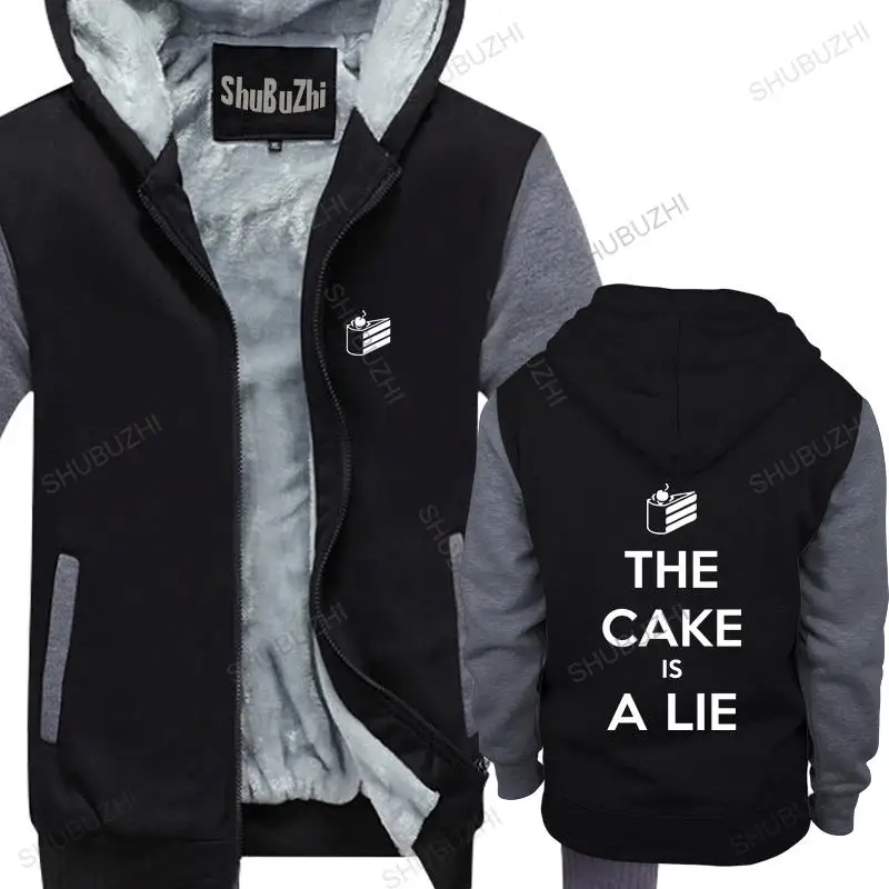 

Man black zipper thick hoodies The Cake Is A Lie hoodies New Printed Portal unisex Outwear men hoody thick hoody male coat