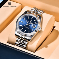PAGANI DESIGN Men's Business Machinery Automatic Watch Stainless Steel Waterproof Luminous Calendar Display Men's Watch+Gift Box