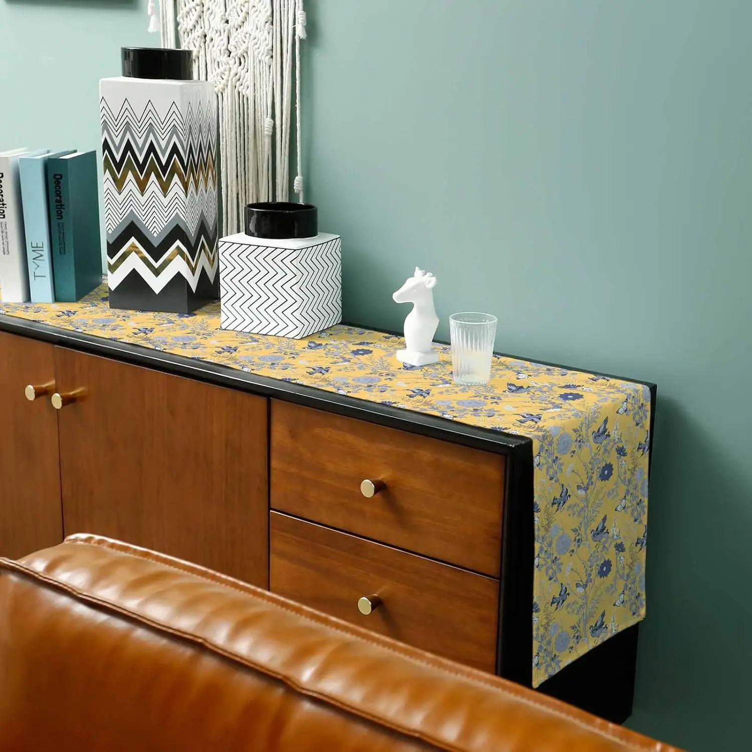 خمر الطيور الفراشات الأعشاب الأصفر الكتان الجدول عداء مضمد وشاح مزرعة المطبخ طاولة طعام عداء زينة الحفلات #6