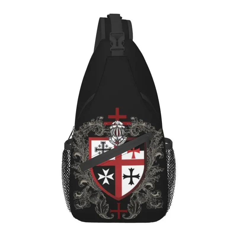 

Knights Templar Cross Shield Symbol Sling Bags Men Medieval Emblem Secret Order Shoulder Crossbody Chest Backpack Travel Daypack