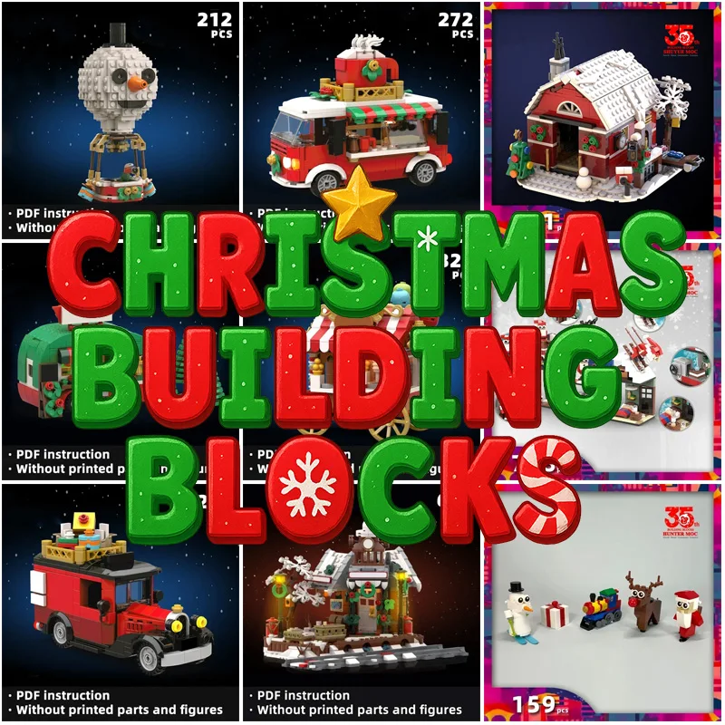 

2025 Christmas Advent Calendar - Handmade Building Bricks with Santa, Xmas Tree, Holiday Gifts for Kids